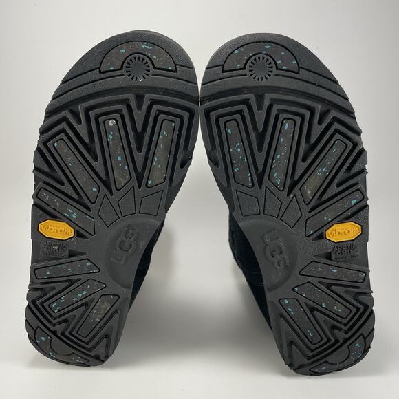 UGG Classic Mini WP Booties Womens Size 8/39 Black Suede Boots Vibram Soles - Picture 7 of 11